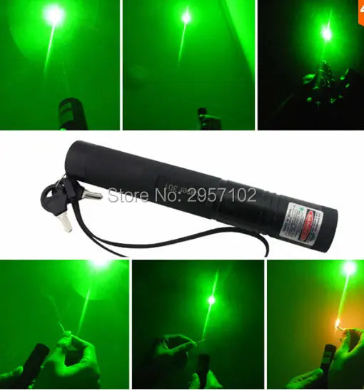 Hot! Powerful 1000000m 532nm Green Laser Sight pointer Powerful Adjustable Focus Lazer with laser pen Head Burning Match