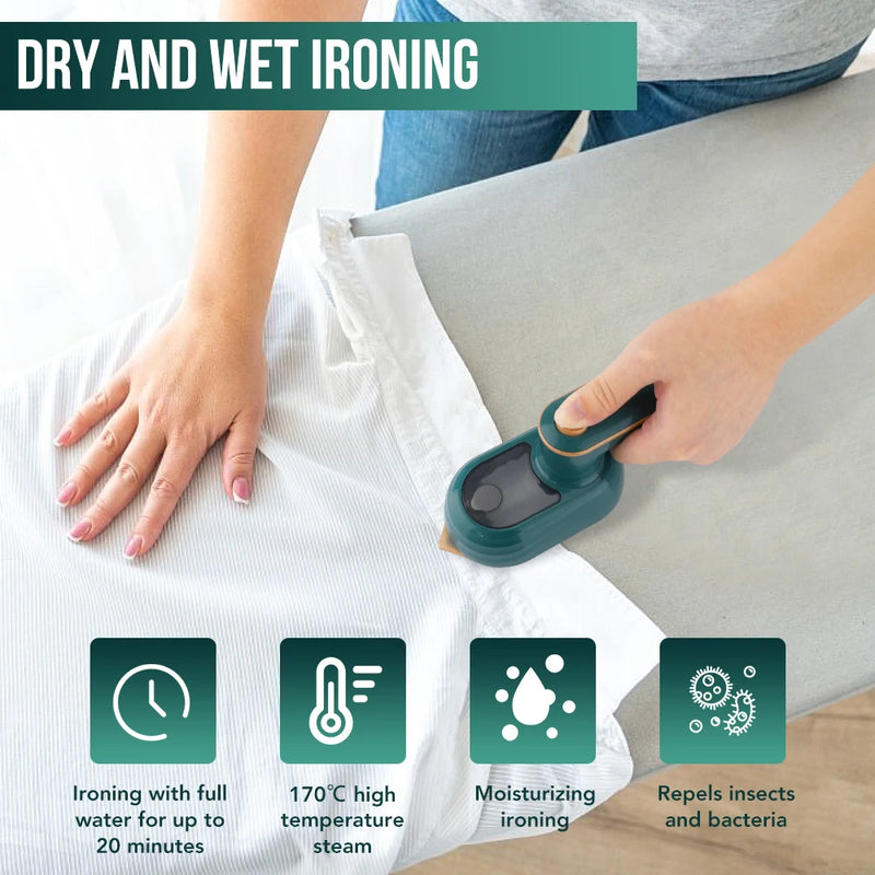 Mini Ferro de Passar Roupa Portátil - Upgrade Portable Mini Ironing Machine 180°Rotatable Handheld Steam Iron Foldable Travel Garment Steamer Professional Steam Iron